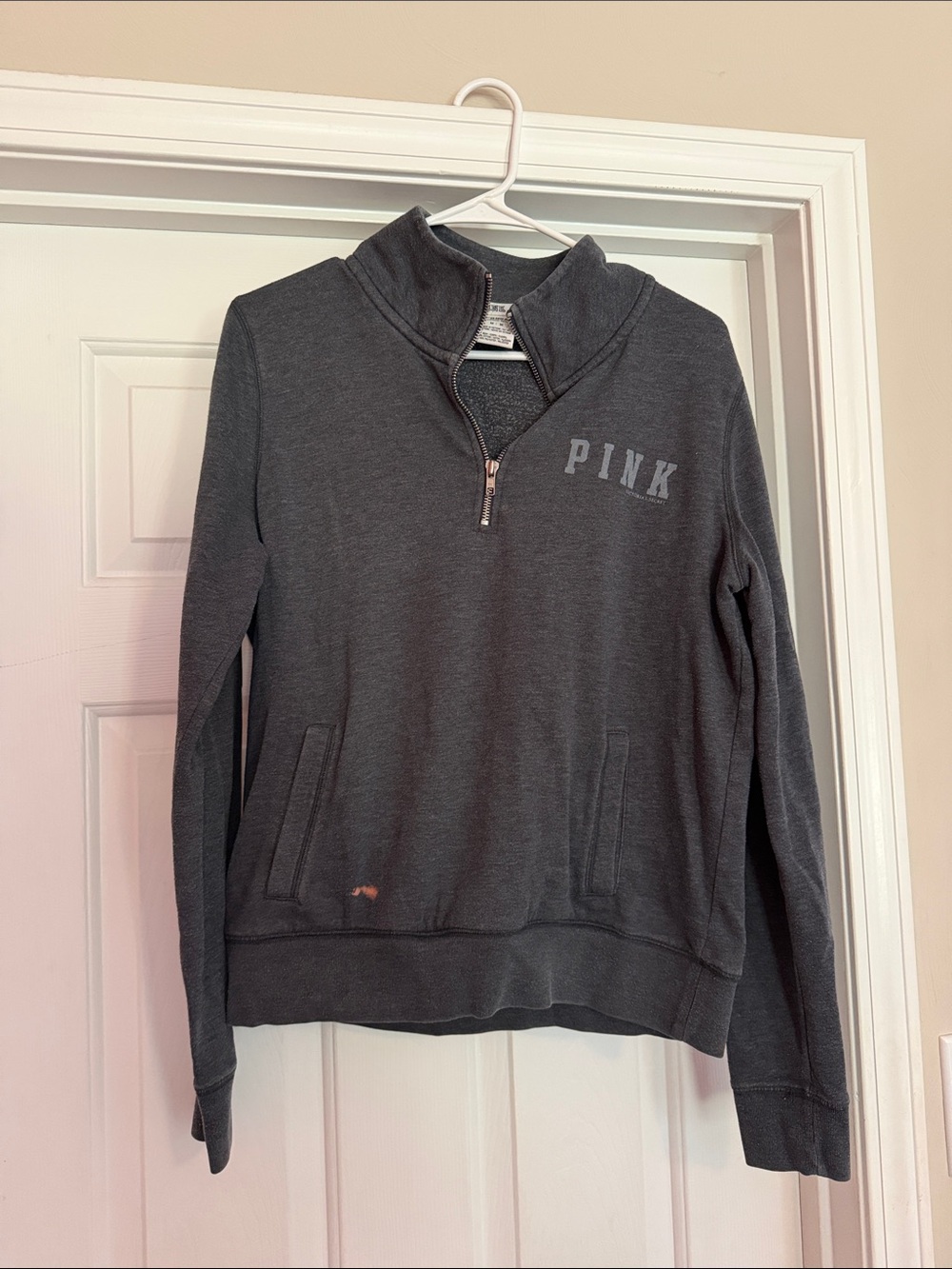 PINK Victoria's Secret Half-Zip Pullover Sweater in Charcoal